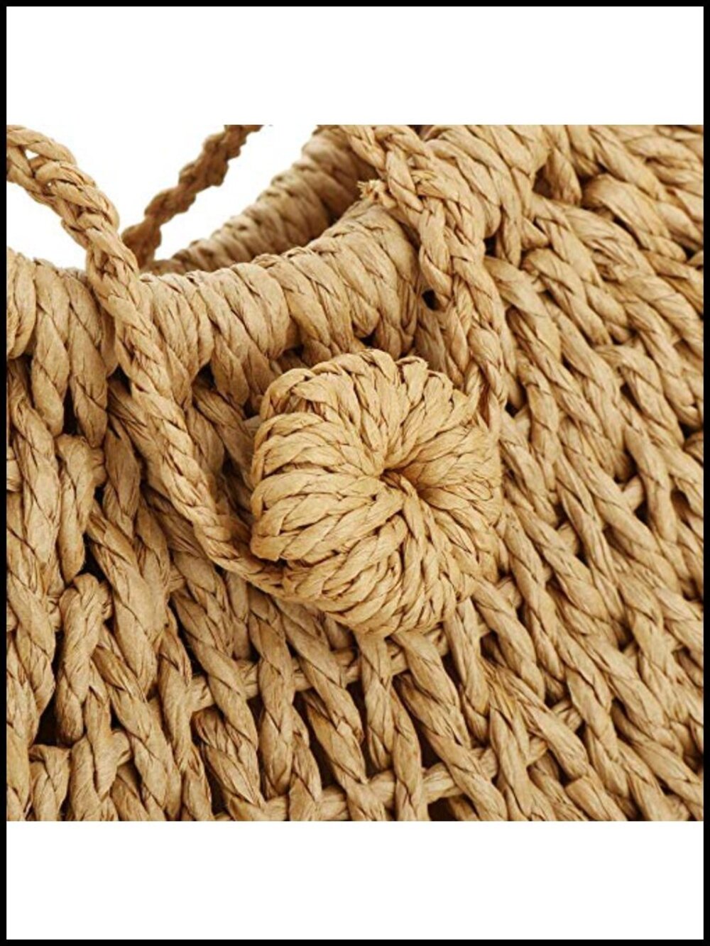 Large Straw Hand-woven Tote Summer Beach Bag Rattan Clutch Purse - Picture 5 of 6
